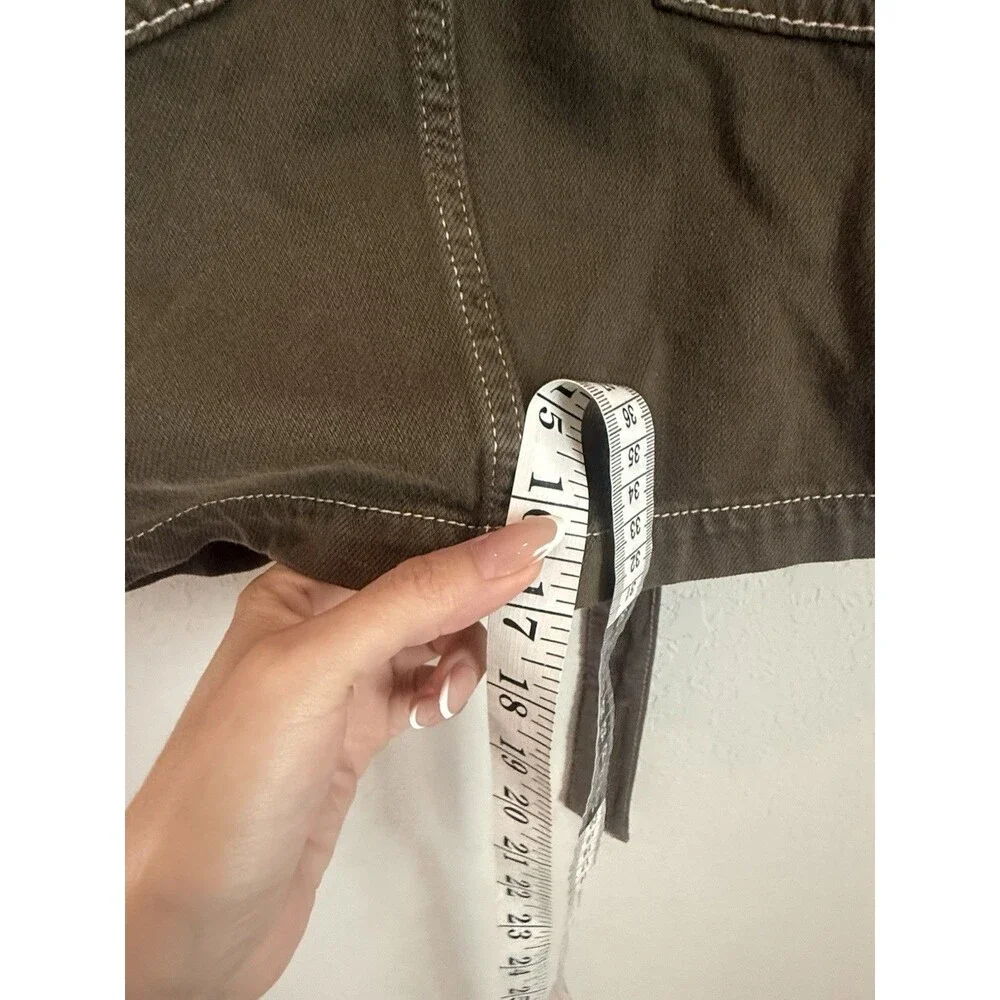 Free People Green Cotton Twill High Rise Belted Mini Skirt Pockets Zip Sz 2
